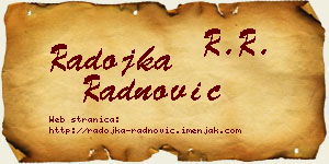Radojka Radnović vizit kartica